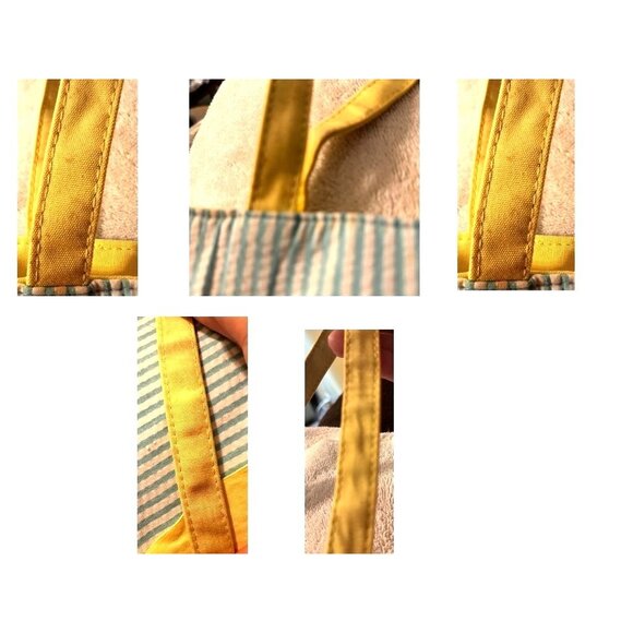 Quacker Factory Resort Blue White Seersucker Seashell Tote Bag Yellow Tr… - Picture 12 of 13